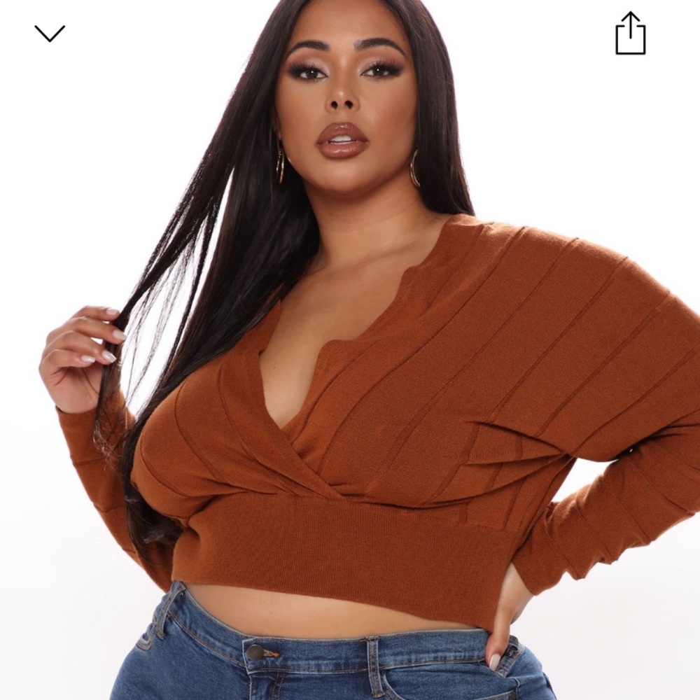 Stella Cropped Sweater -Cognac Sz XL